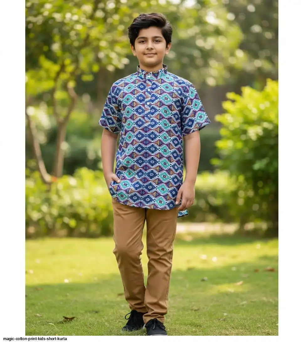 MAGIC COTTON PRINT KIDS SHORT KURTA H