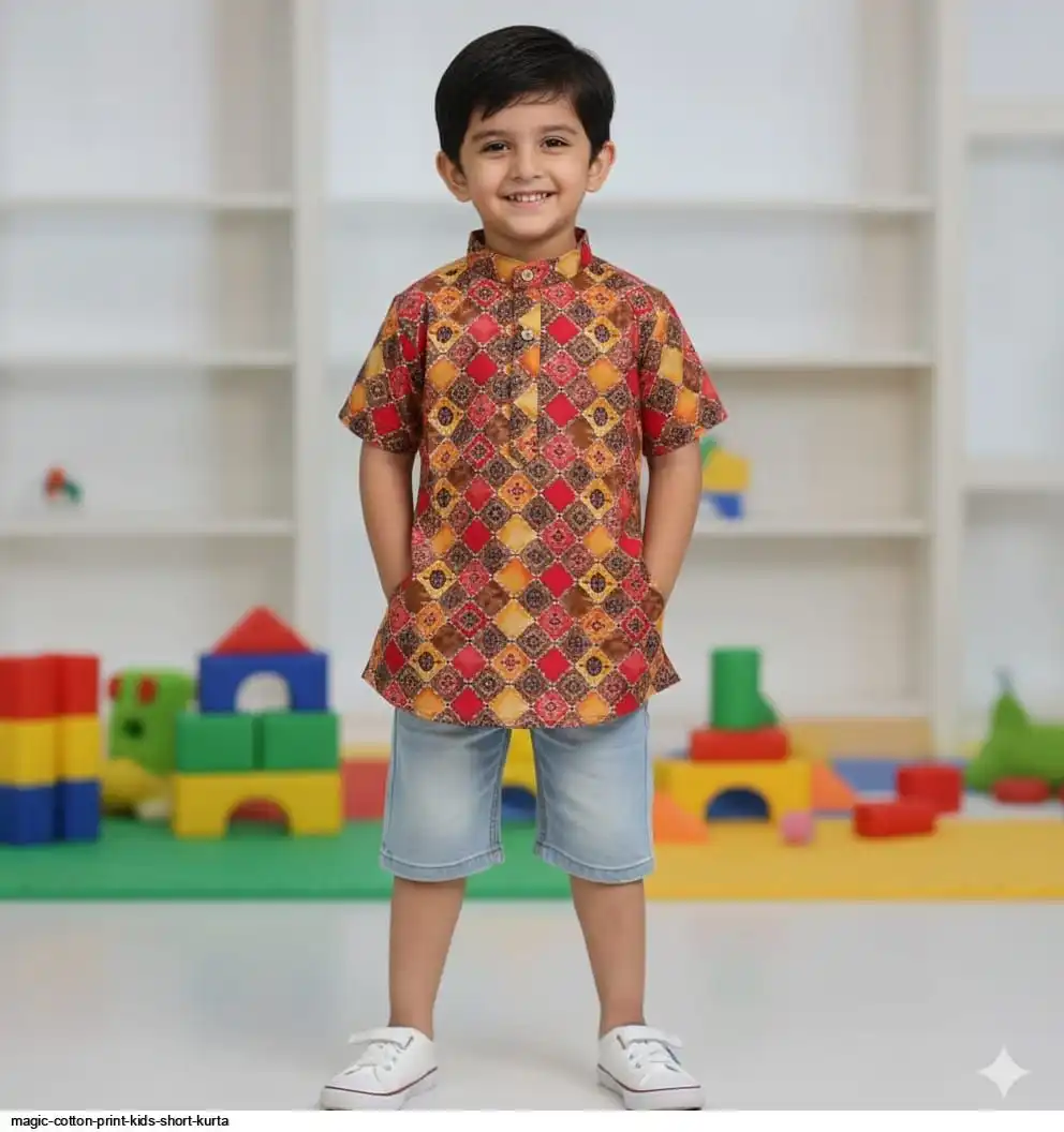MAGIC COTTON PRINT KIDS SHORT KURTA J