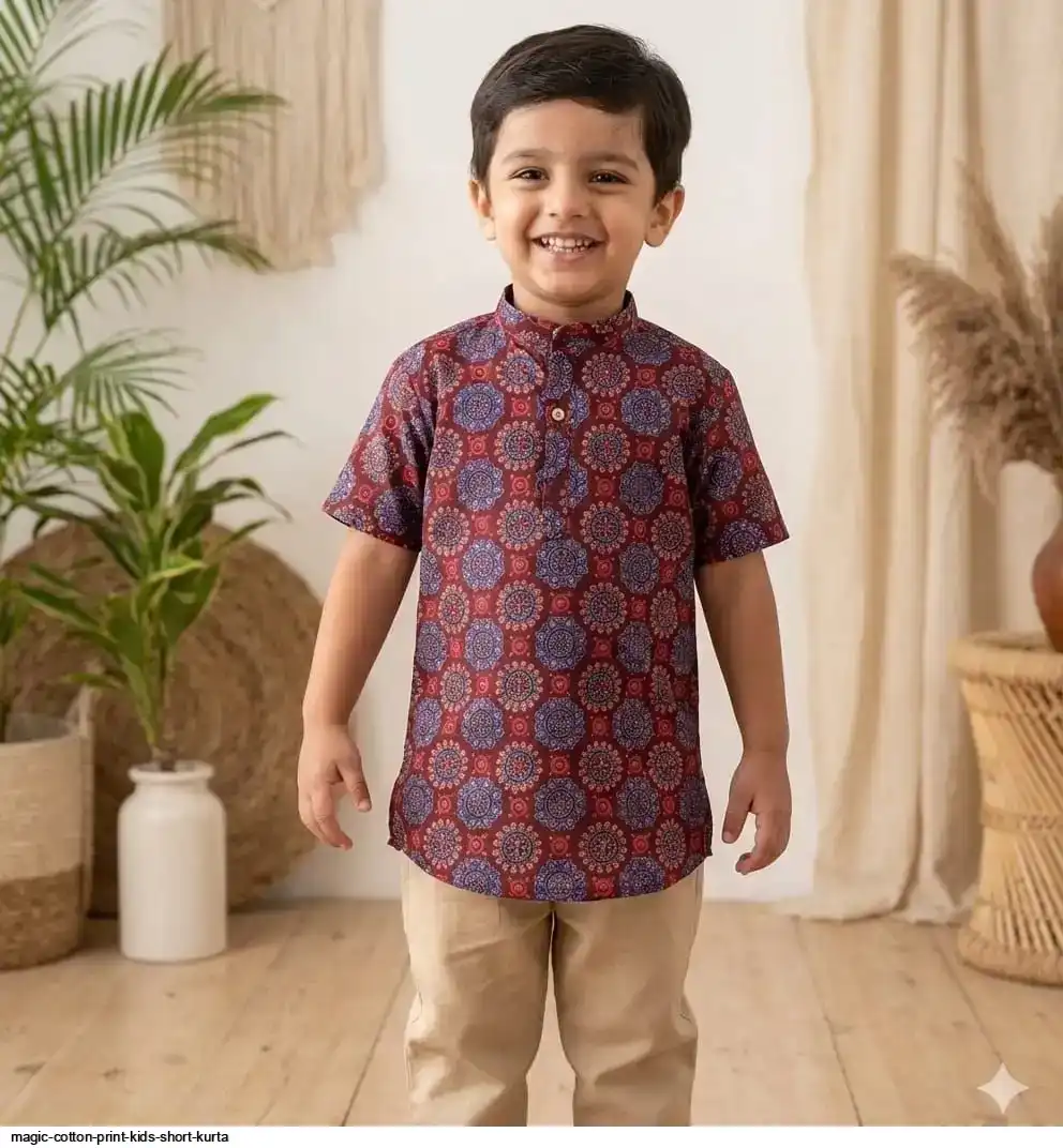 MAGIC COTTON PRINT KIDS SHORT KURTA K
