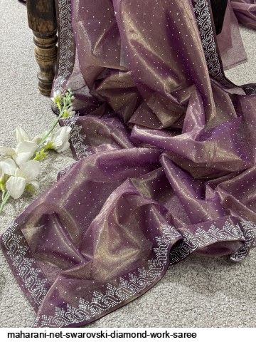 MAHARANI NET SWAROVSKI DIAMOND WORK SAREE