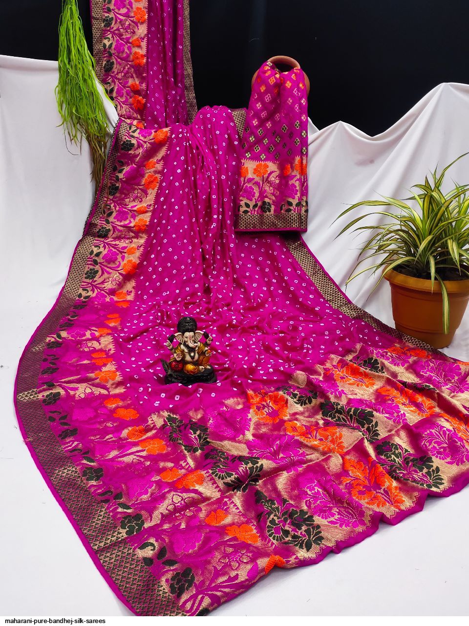 MAHARANI PURE BANDHEJ SILK SAREES