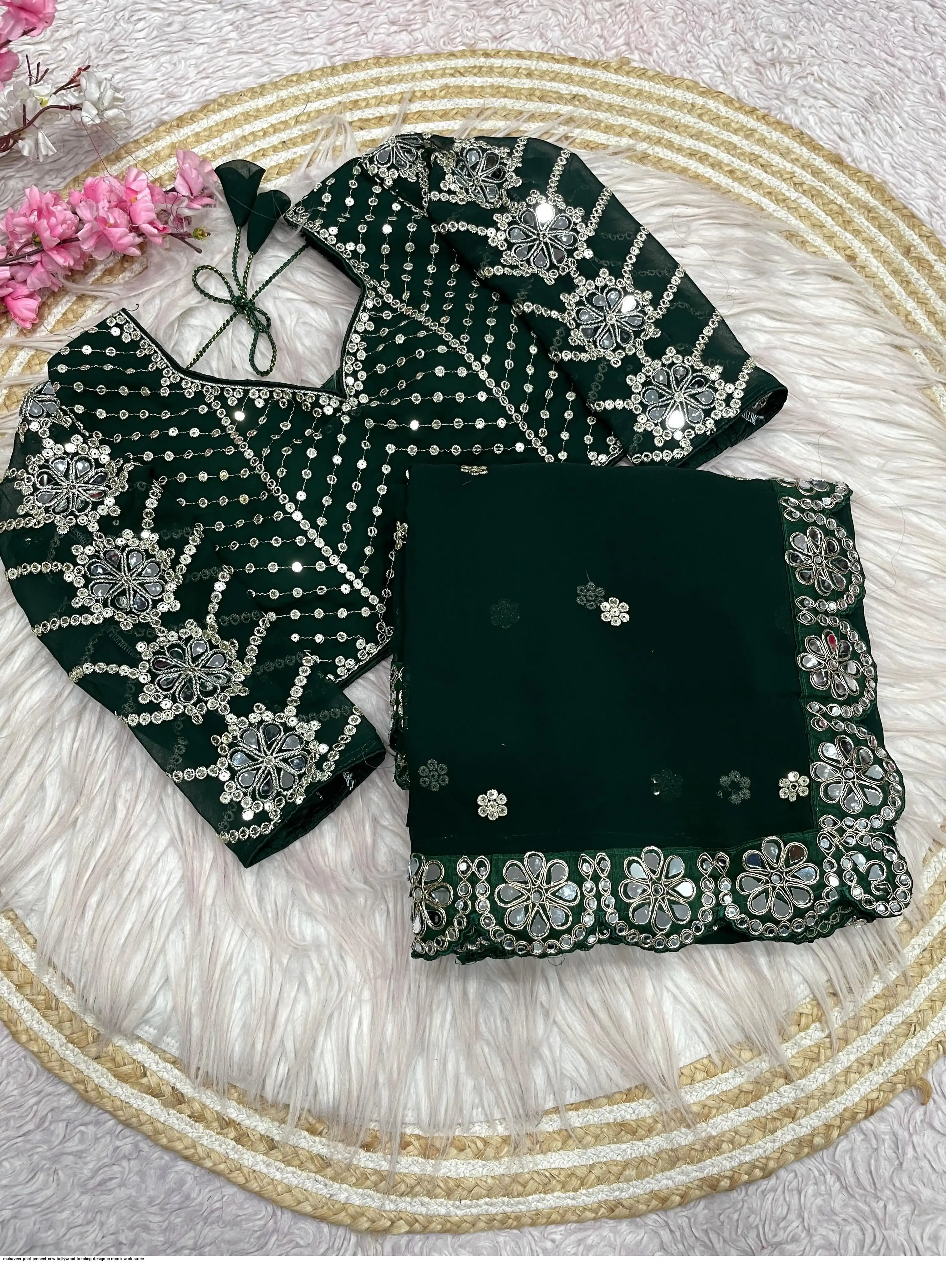 MAHAVEER PRINT PRESENT NEW BOLLYWOOD TRENDING DESIGN IN MIRROR WORK SAREE 2