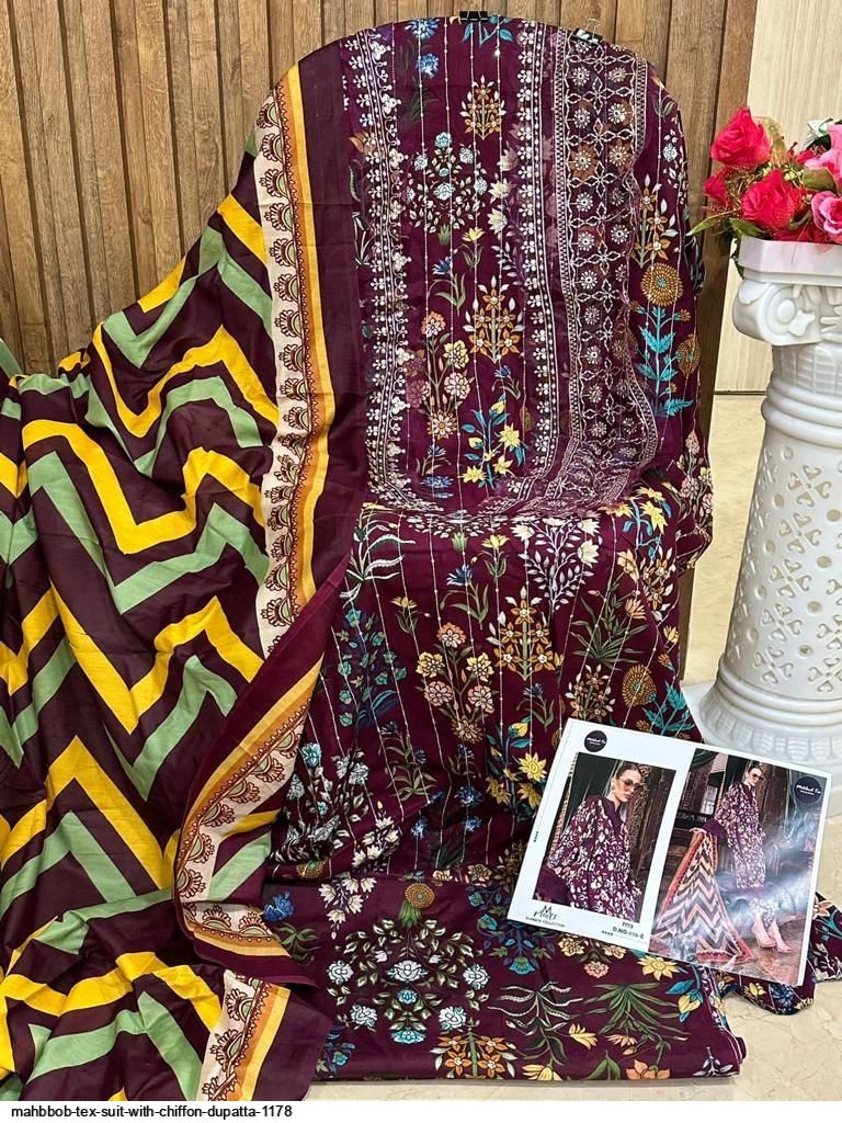 MAHBBOB TEX SUIT WITH CHIFFON DUPATTA 1178