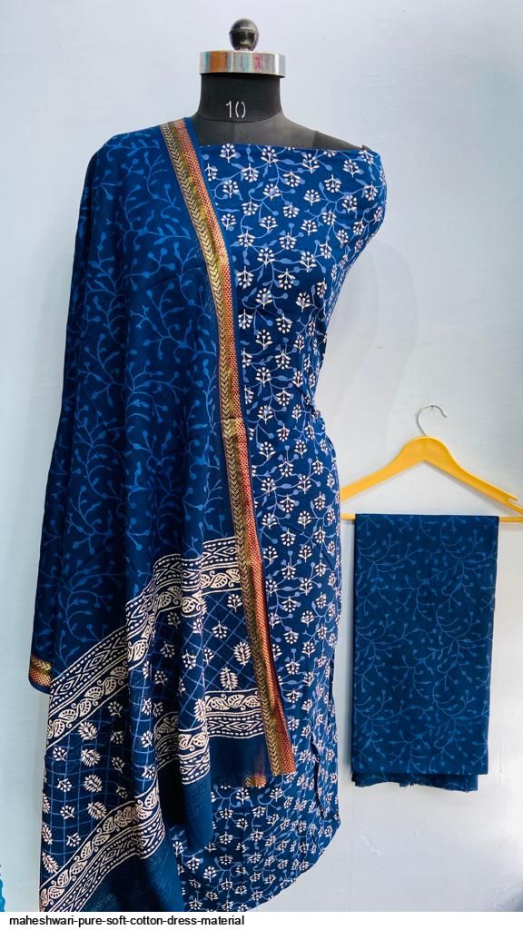 sachin and babi light blue dress Printed Cotton Suits With Kota Dupatta Dress Material White – Fabric Bazaar