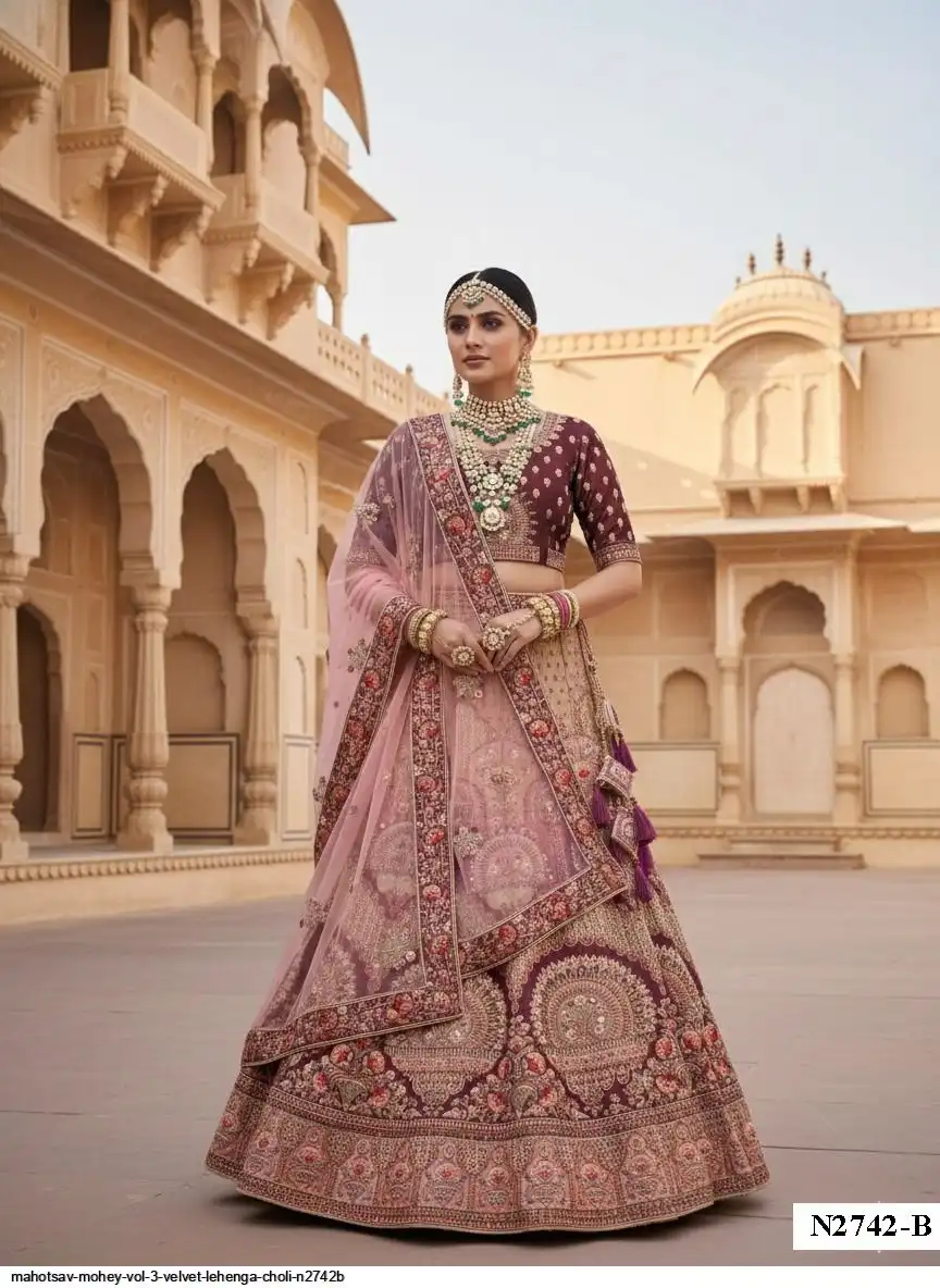 MAHOTSAV MOHEY VOL 3 VELVET LEHENGA CHOLI N2742B