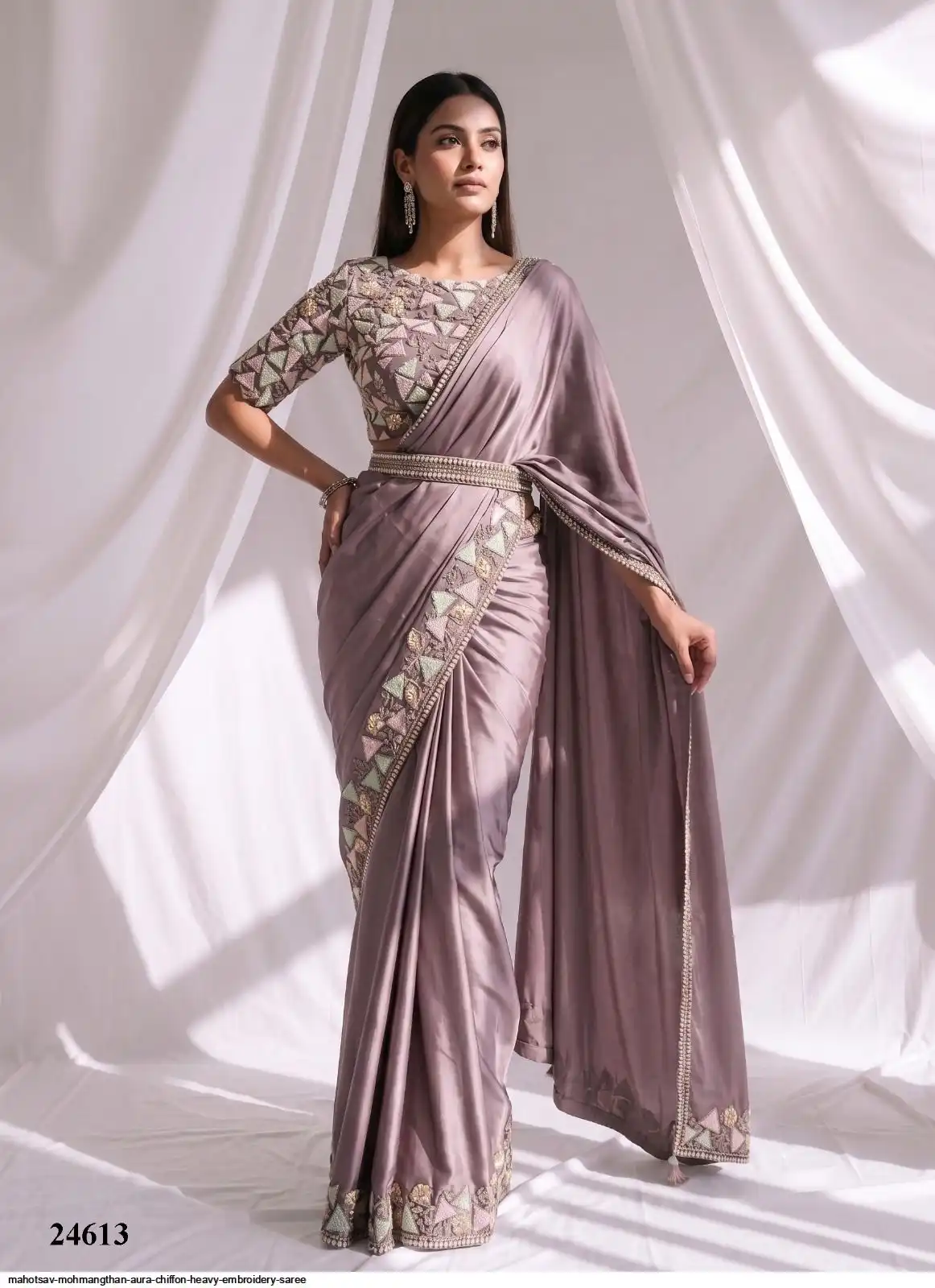 MAHOTSAV MOHMANGTHAN AURA CHIFFON HEAVY EMBROIDERY SAREE 3