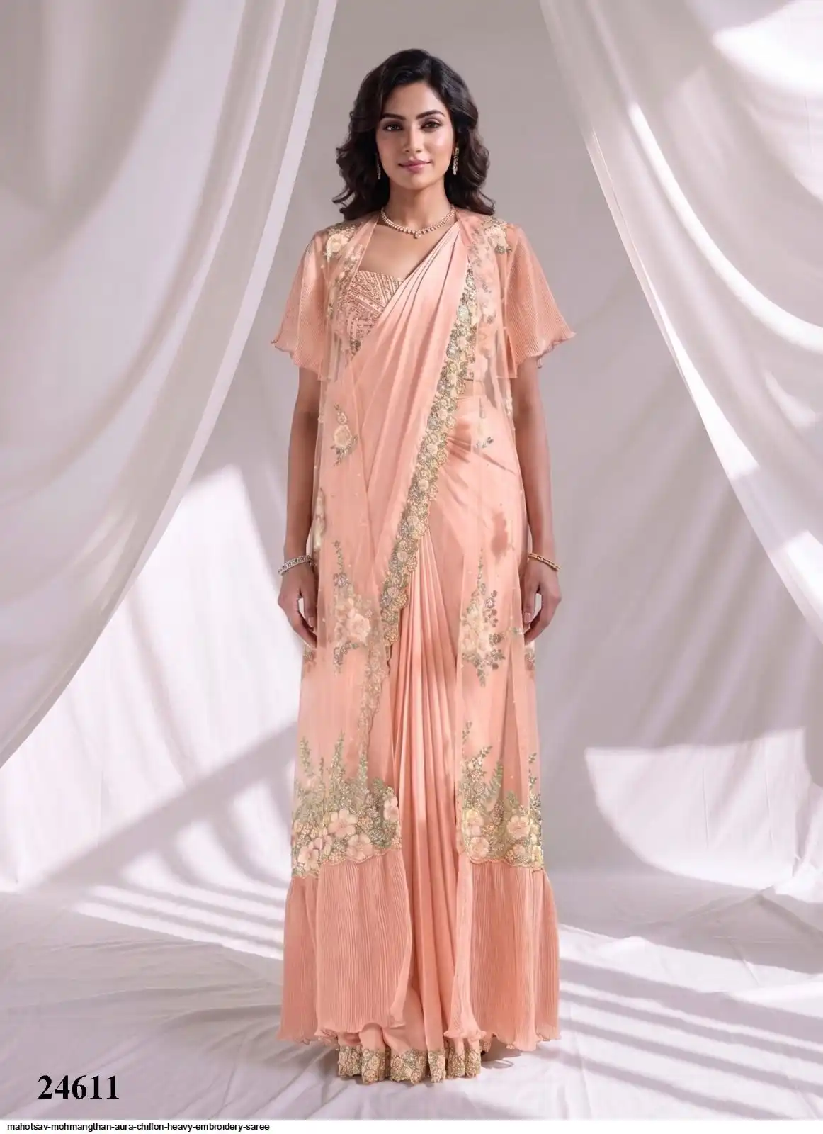 MAHOTSAV MOHMANGTHAN AURA CHIFFON HEAVY EMBROIDERY SAREE 5