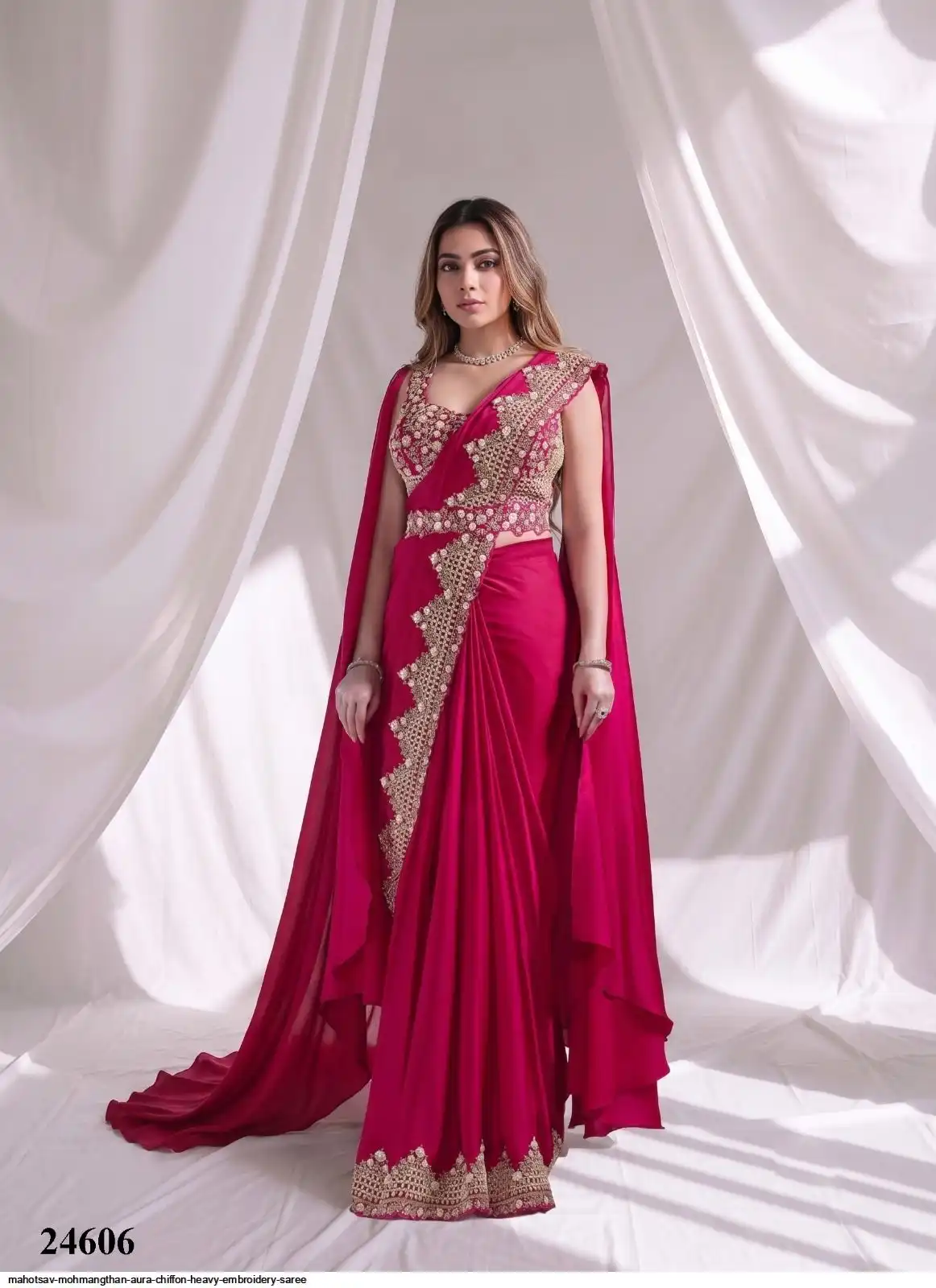 MAHOTSAV MOHMANGTHAN AURA CHIFFON HEAVY EMBROIDERY SAREE 6