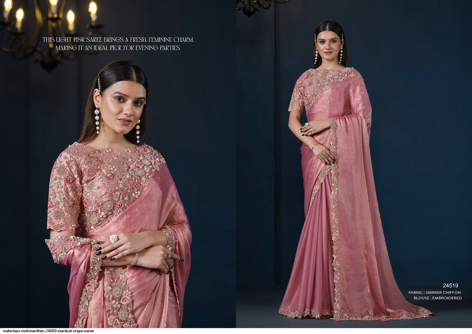 MAHOTSAV MOHMANTHAN 24500 STARDUST CREPE SAREE 24519