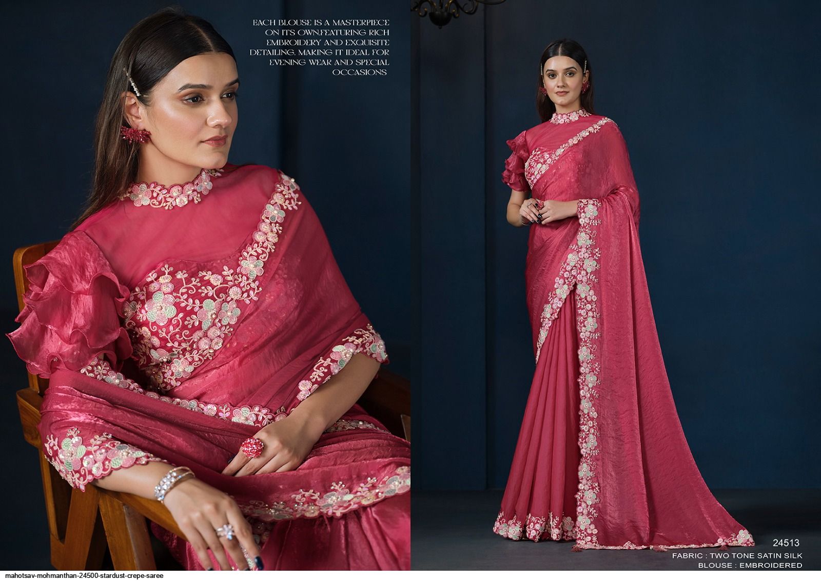 MAHOTSAV MOHMANTHAN 24500 STARDUST CREPE SAREE 24513