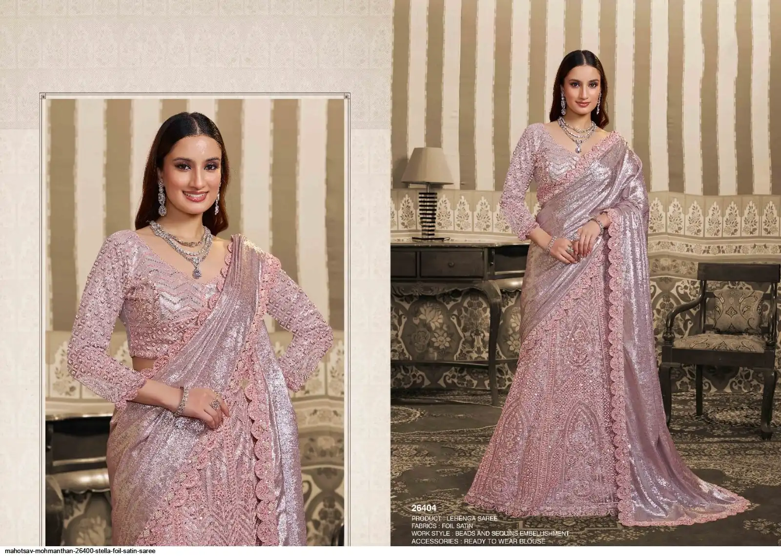 MAHOTSAV MOHMANTHAN 26400 STELLA FOIL SATIN SAREE 26404
