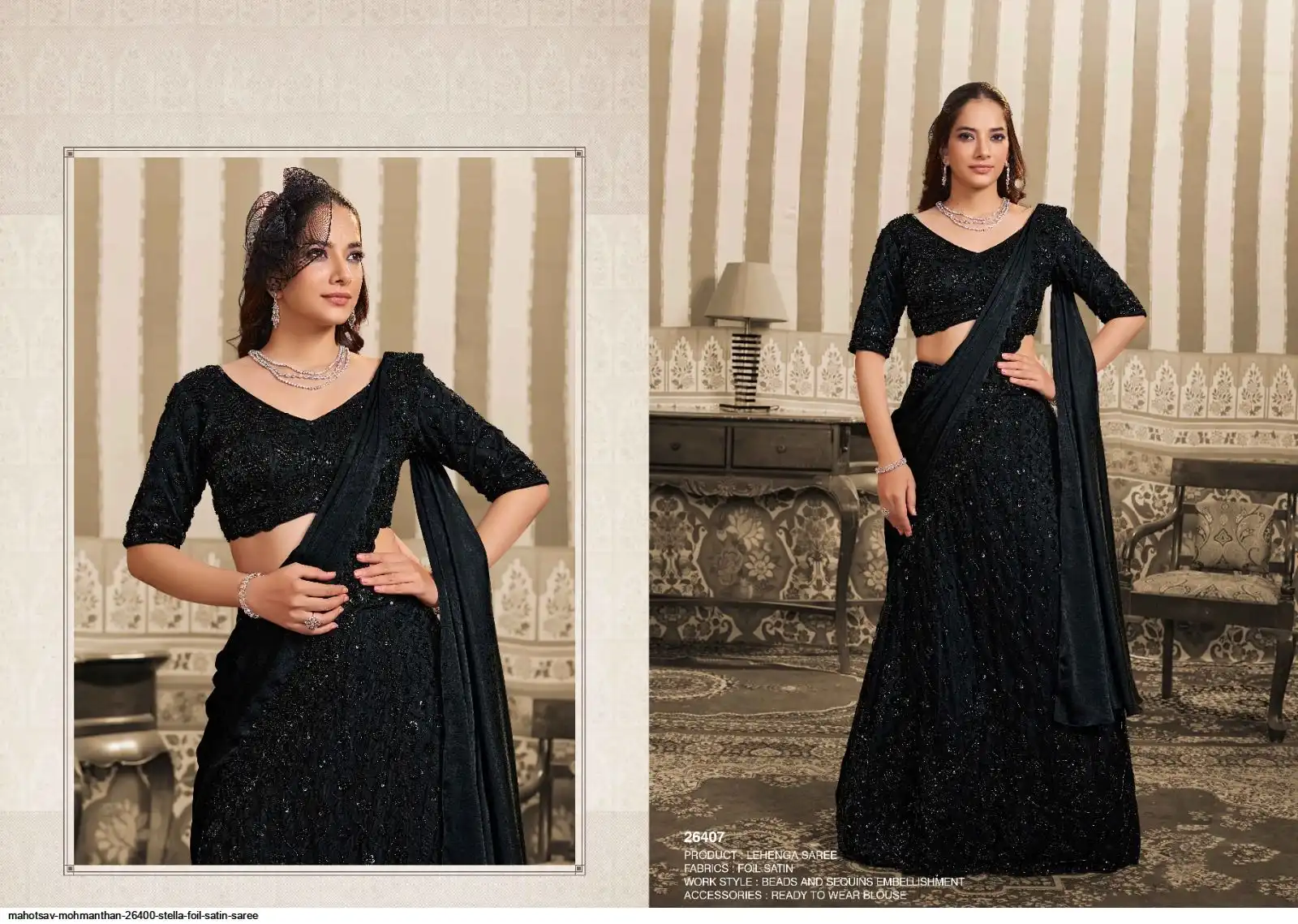 MAHOTSAV MOHMANTHAN 26400 STELLA FOIL SATIN SAREE 26407