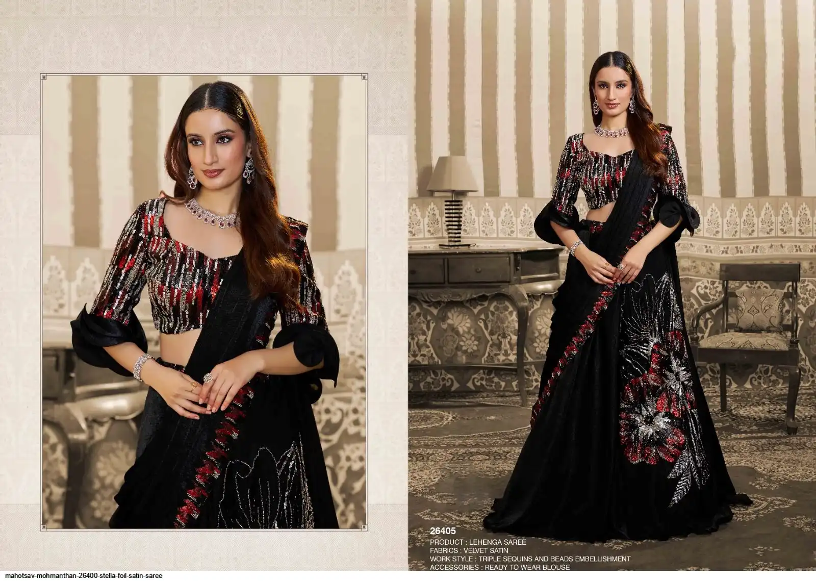 MAHOTSAV MOHMANTHAN 26400 STELLA FOIL SATIN SAREE 26405