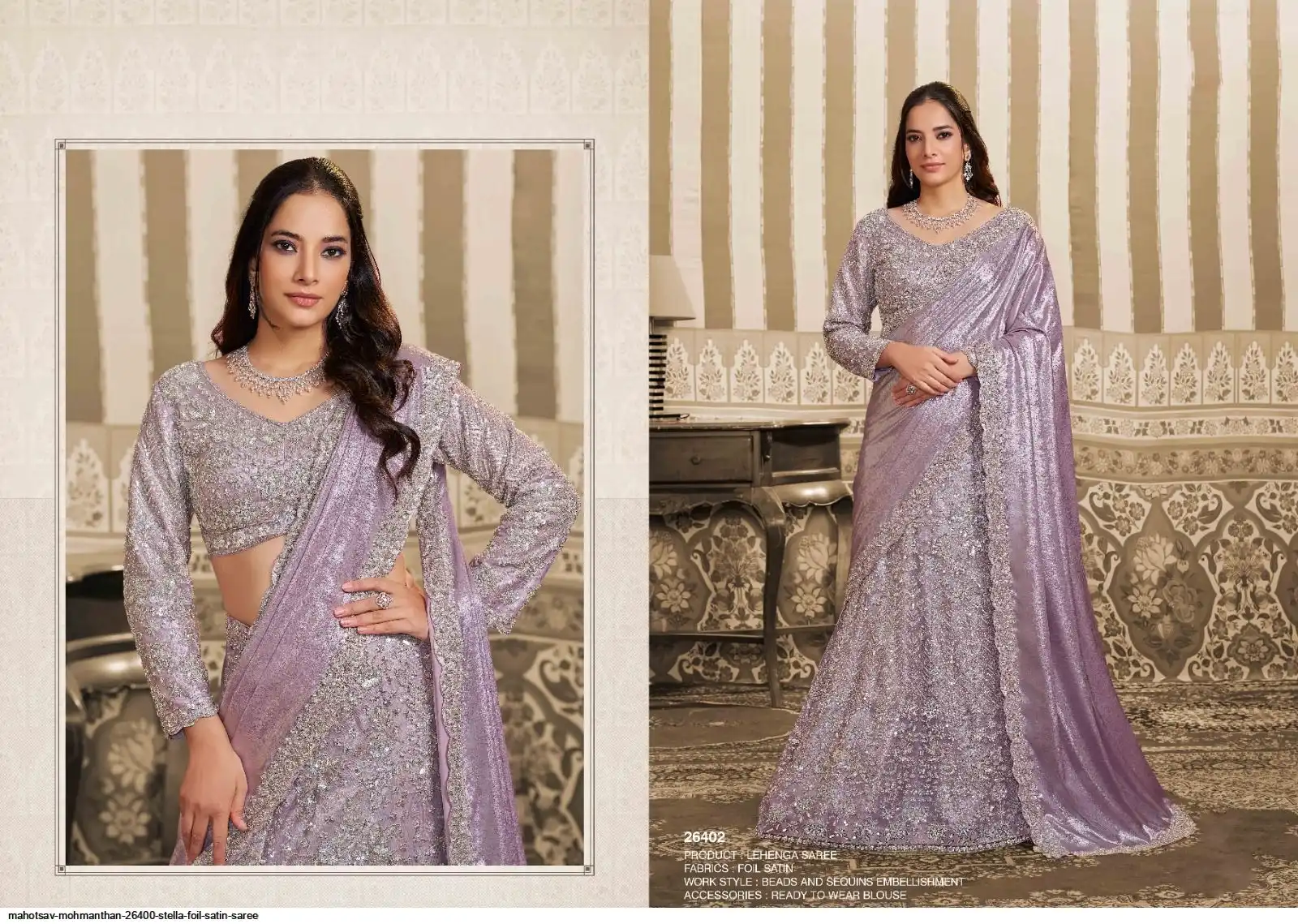 MAHOTSAV MOHMANTHAN 26400 STELLA FOIL SATIN SAREE 26402