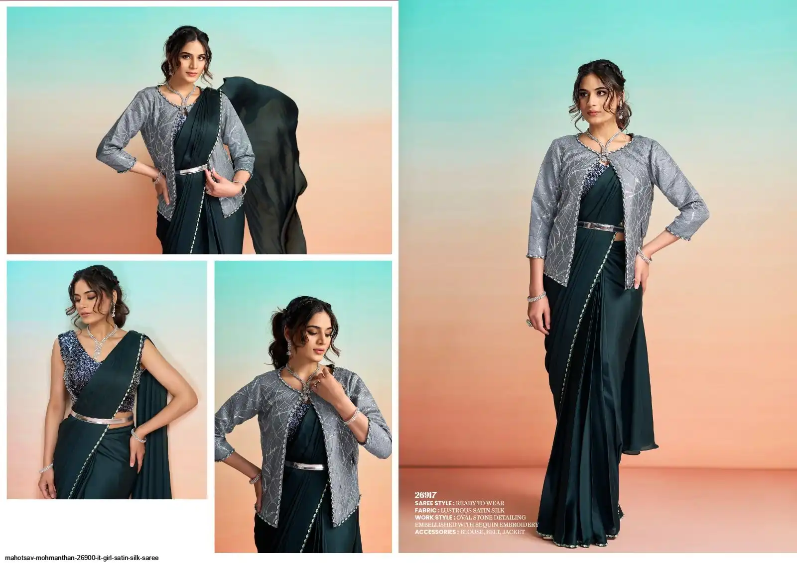MAHOTSAV MOHMANTHAN 26900 IT GIRL SATIN SILK SAREE 26917