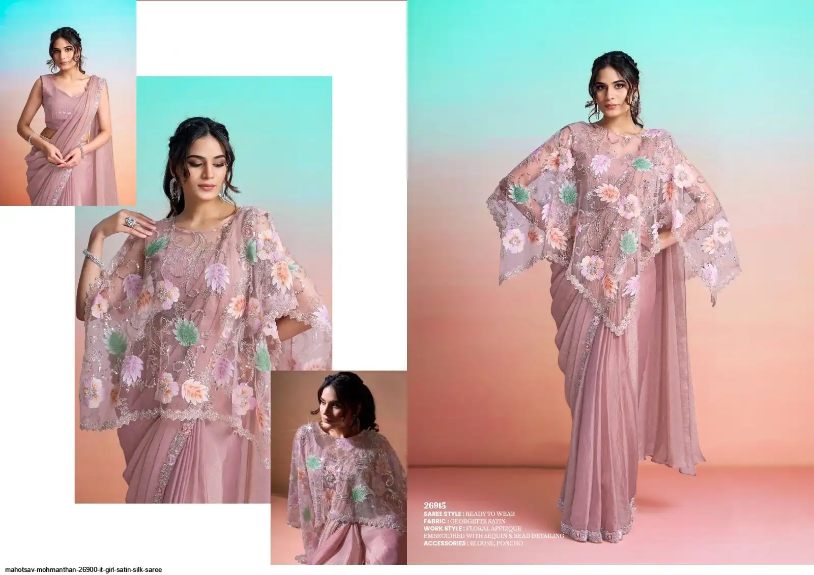 MAHOTSAV MOHMANTHAN 26900 IT GIRL SATIN SILK SAREE 26915