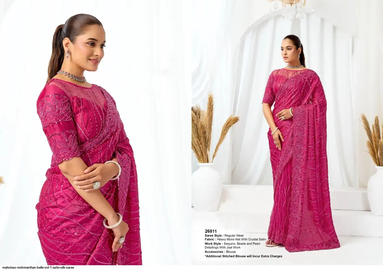 MAHOTSAV MOHMANTHAN BELLE VOL 1 SATIN SILK SAREE 26811