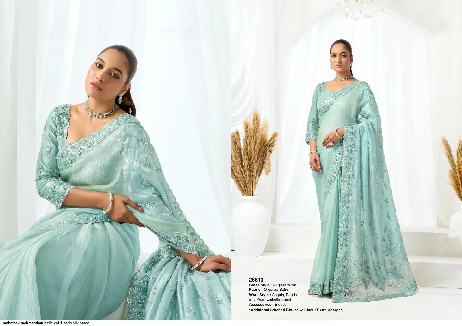 MAHOTSAV MOHMANTHAN BELLE VOL 1 SATIN SILK SAREE 26813