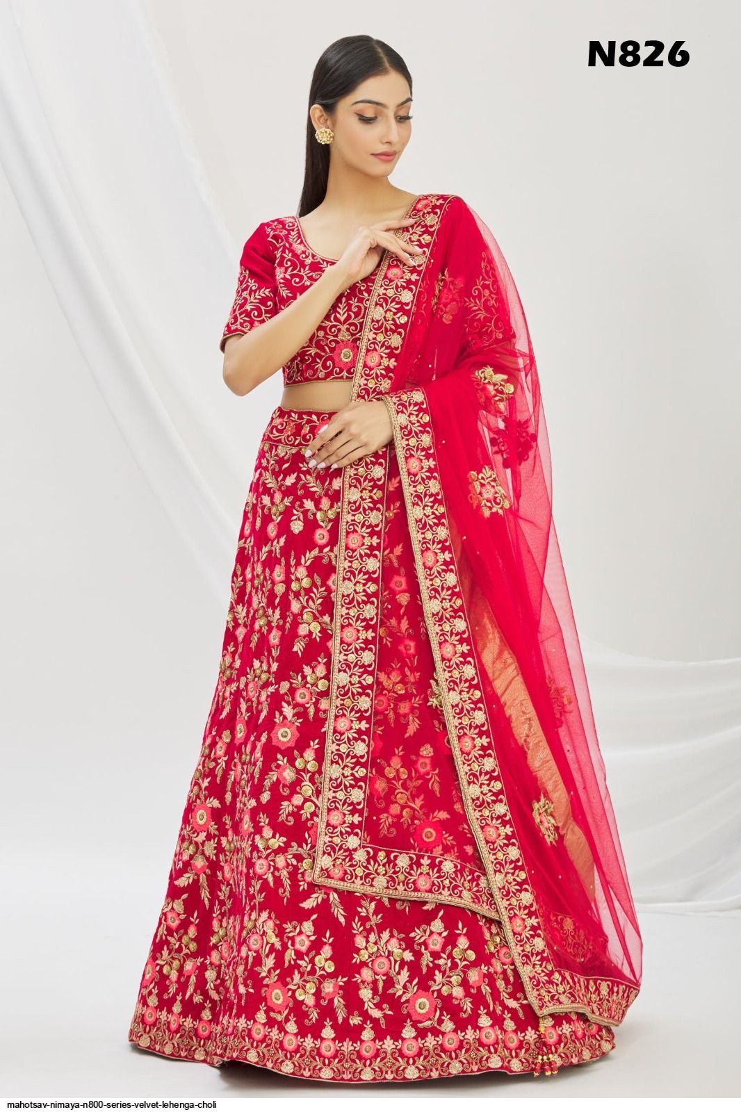 MAHOTSAV NIMAYA N800 SERIES VELVET LEHENGA CHOLI N826