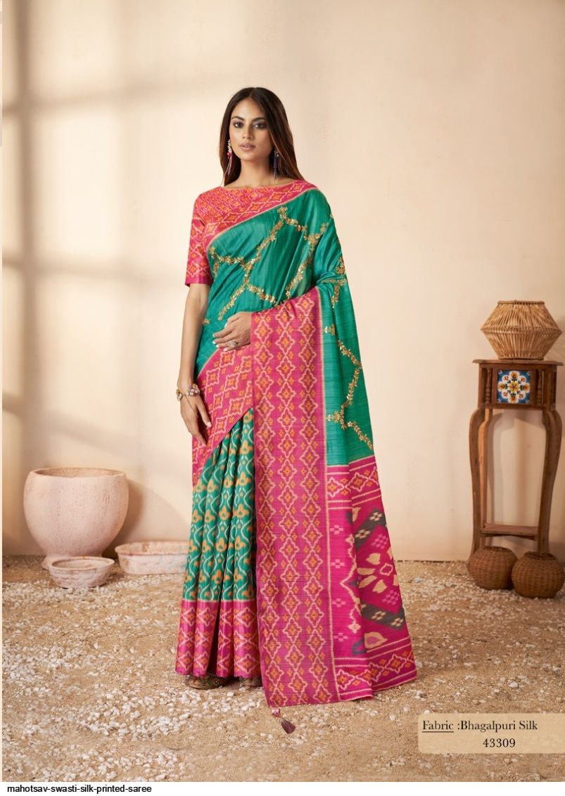 Bhagalpur Handloom Pure Linen Cotton Hand-Dyed Shibori Pattern Saree-R