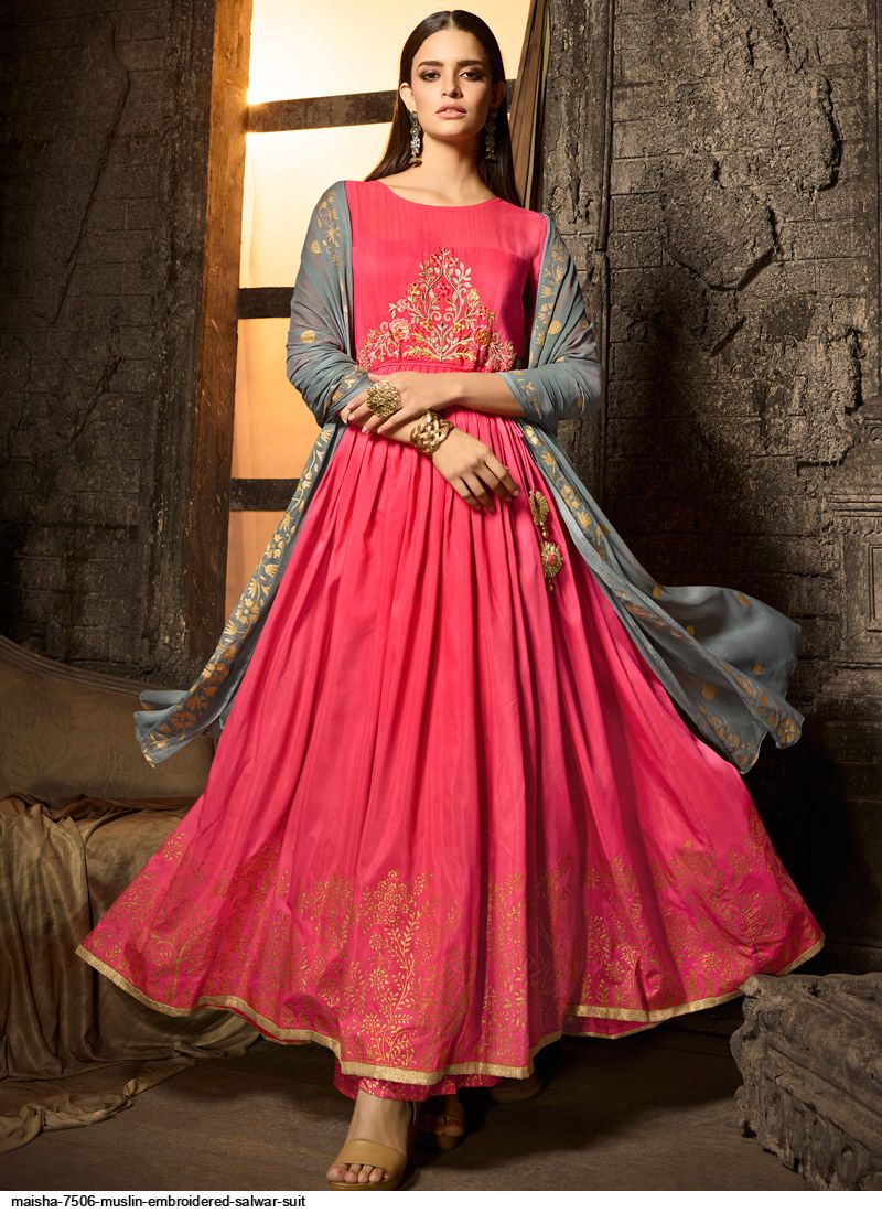 MAISHA 7506 MUSLIN EMBROIDERED SALWAR SUIT