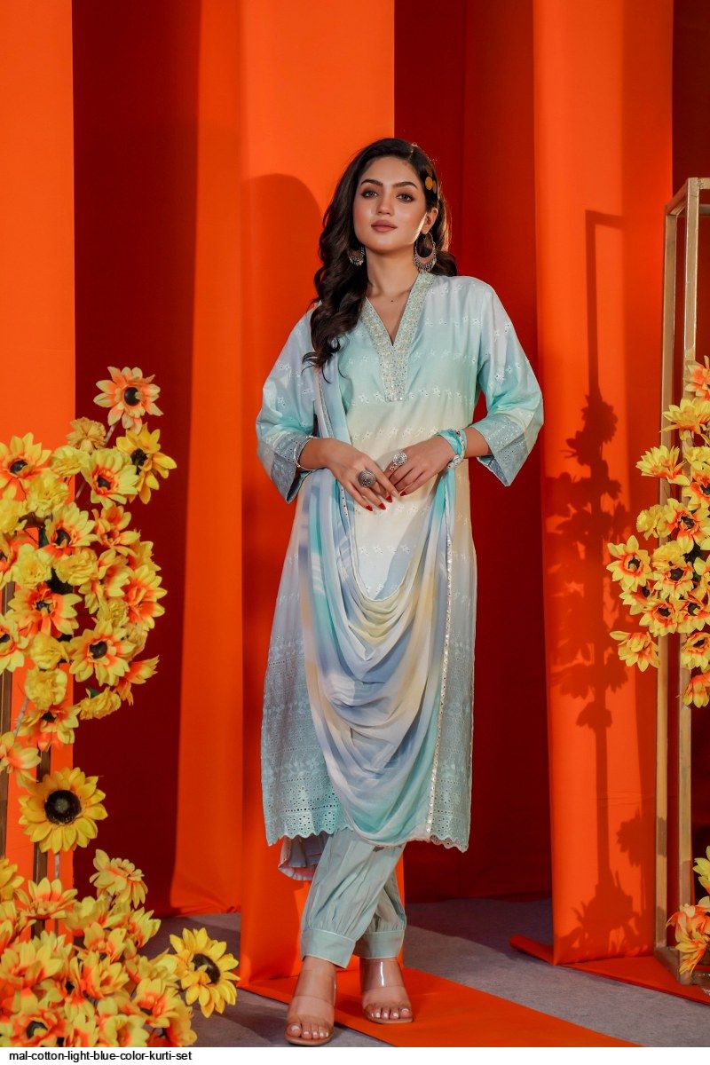 Light Blue Chanderi Kurta - NamegStore