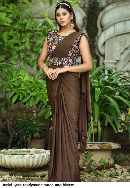 Silk Lycra Ready To Wear Pleated Saree, 6.3 m (with blouse piece) at Rs  2650 in Surat