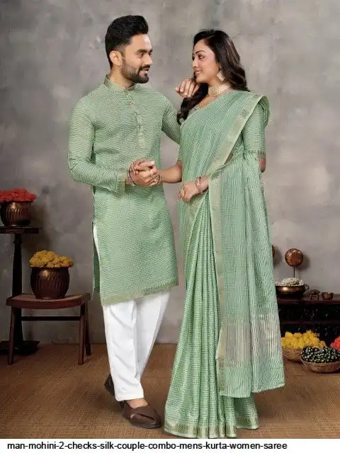 green saree matching groom dress Swipe left to see our beautiful bride & handsome groom My gorgeous foreigner bride @keeneyweeny from U.S looking beautiful in our Emerald green colour 12 yards of Nauvari saree & our