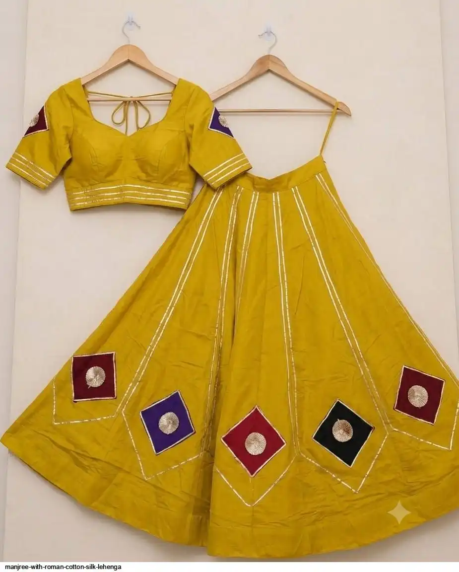 MANJREE WITH ROMAN COTTON SILK LEHENGA 2