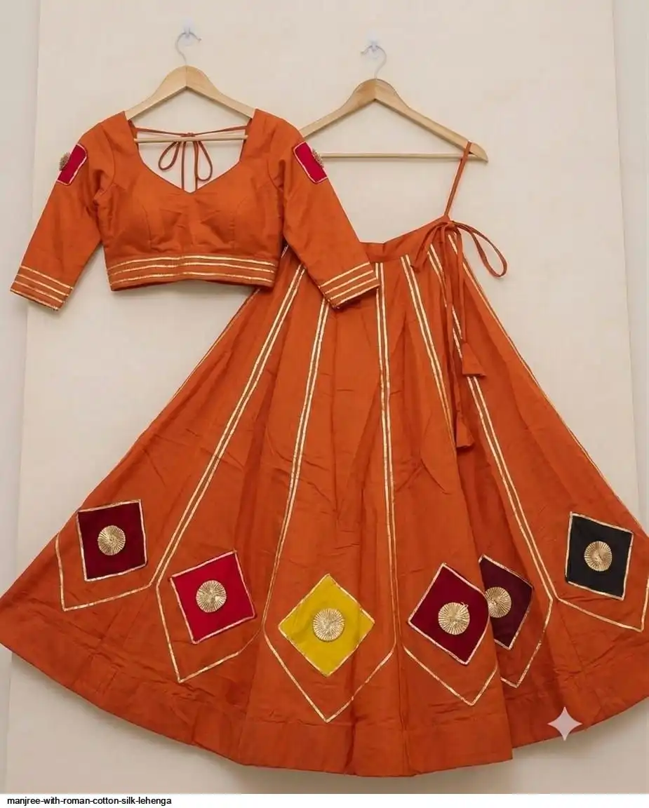 MANJREE WITH ROMAN COTTON SILK LEHENGA 3