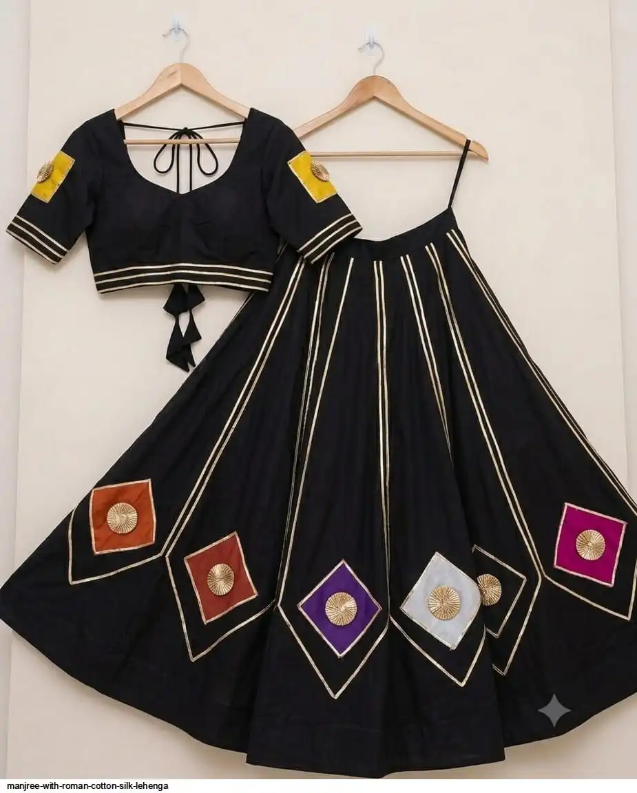 MANJREE WITH ROMAN COTTON SILK LEHENGA 4
