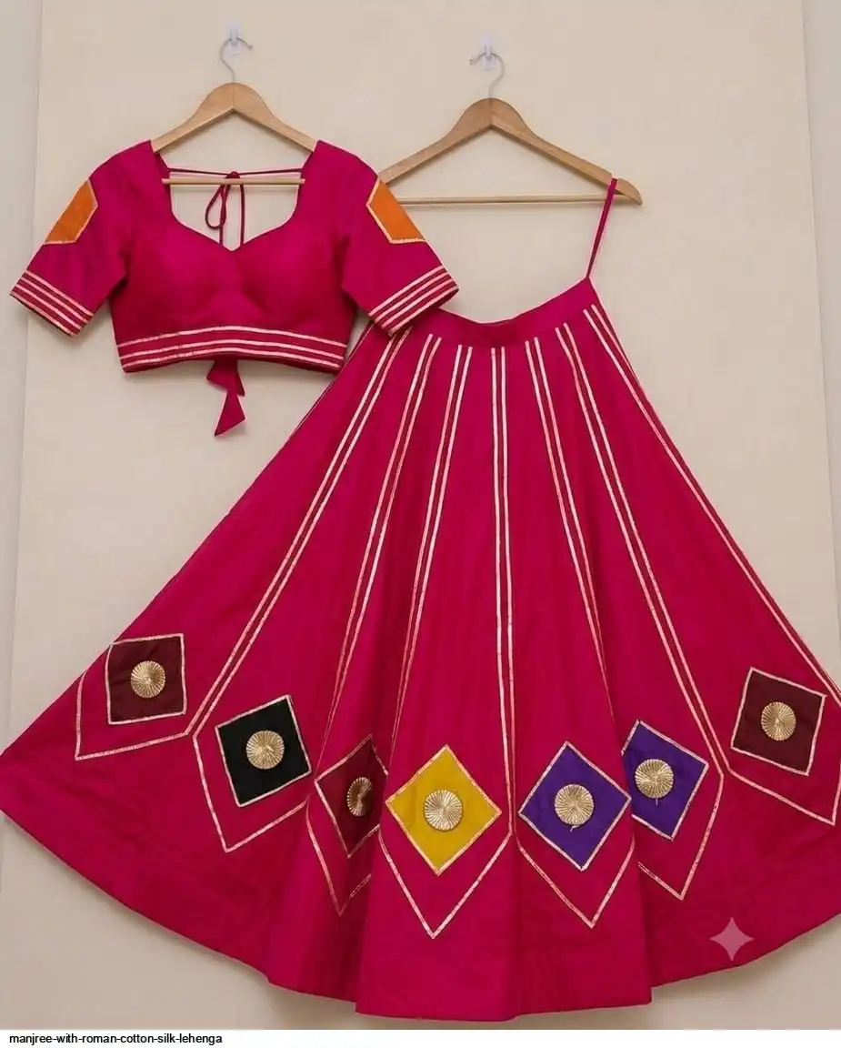 MANJREE WITH ROMAN COTTON SILK LEHENGA 5