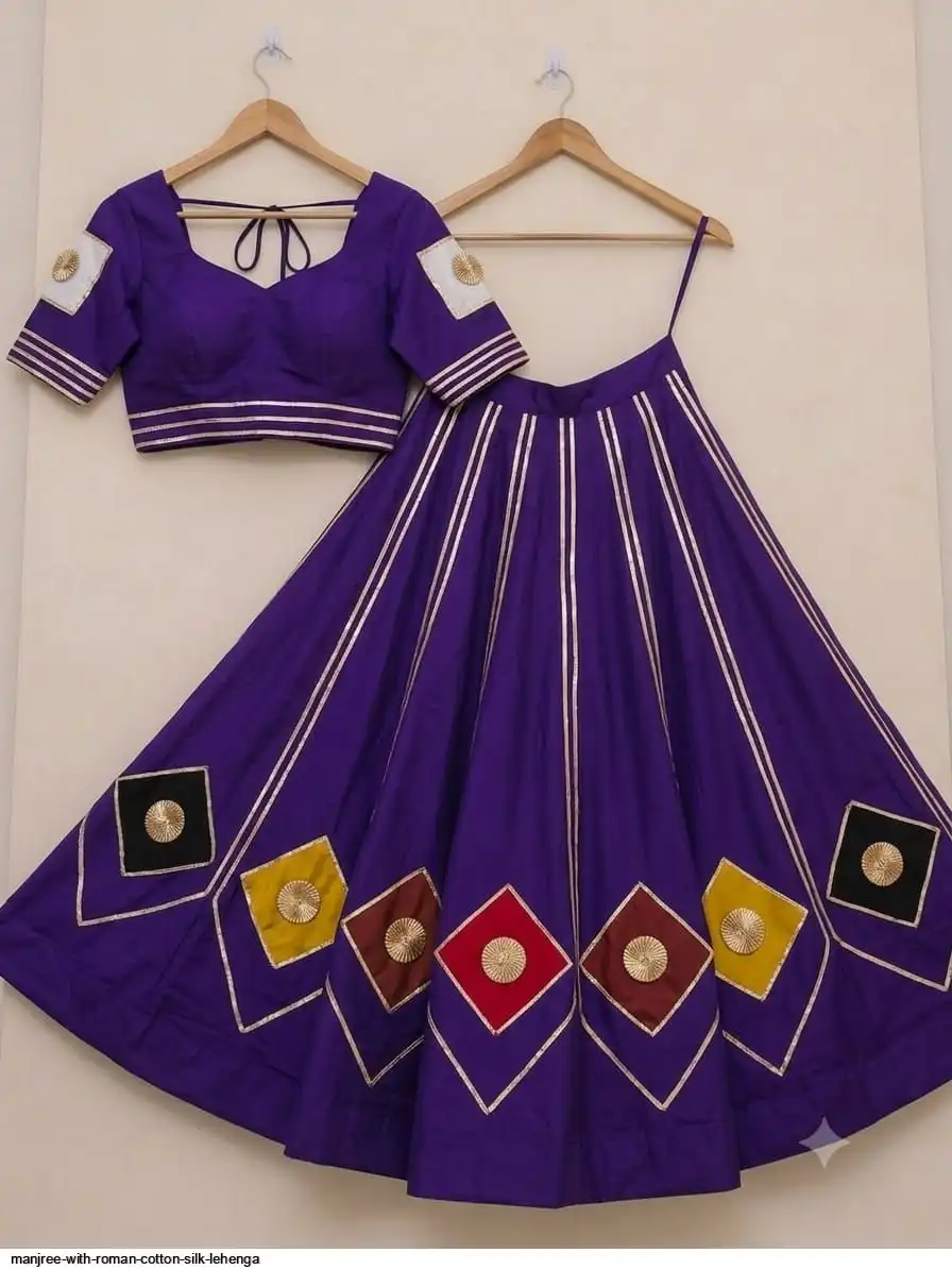 MANJREE WITH ROMAN COTTON SILK LEHENGA 6
