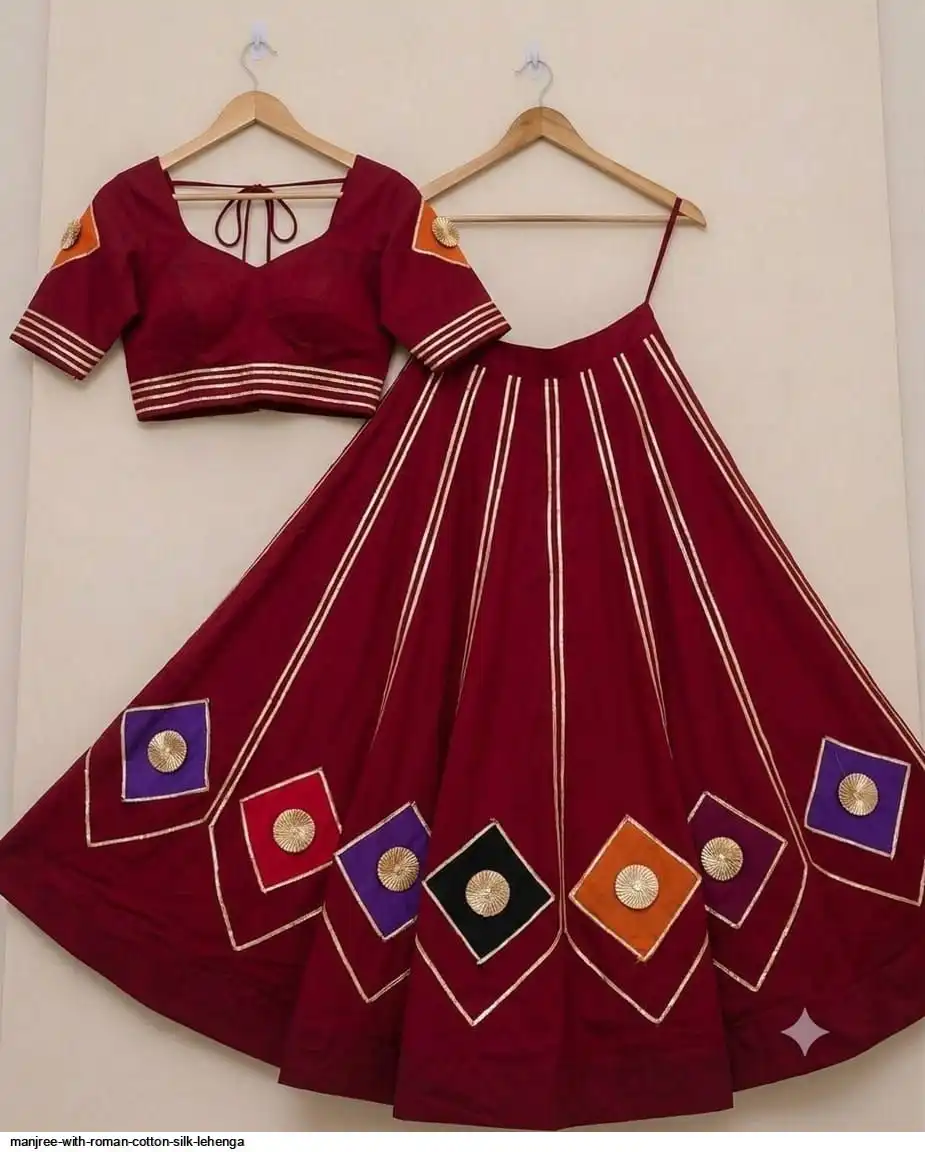 MANJREE WITH ROMAN COTTON SILK LEHENGA 7