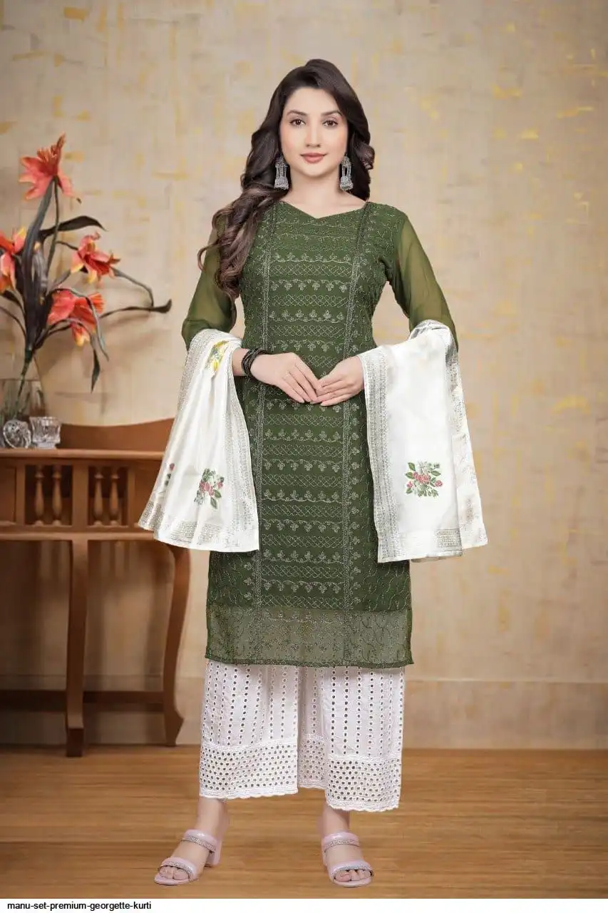 MANU SET PREMIUM GEORGETTE KURTI D