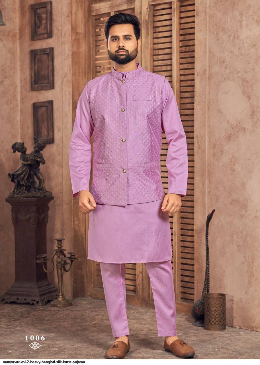 MANYAVAR VOL HEAVY BANGLORI SILK KURTA PAJAMA E