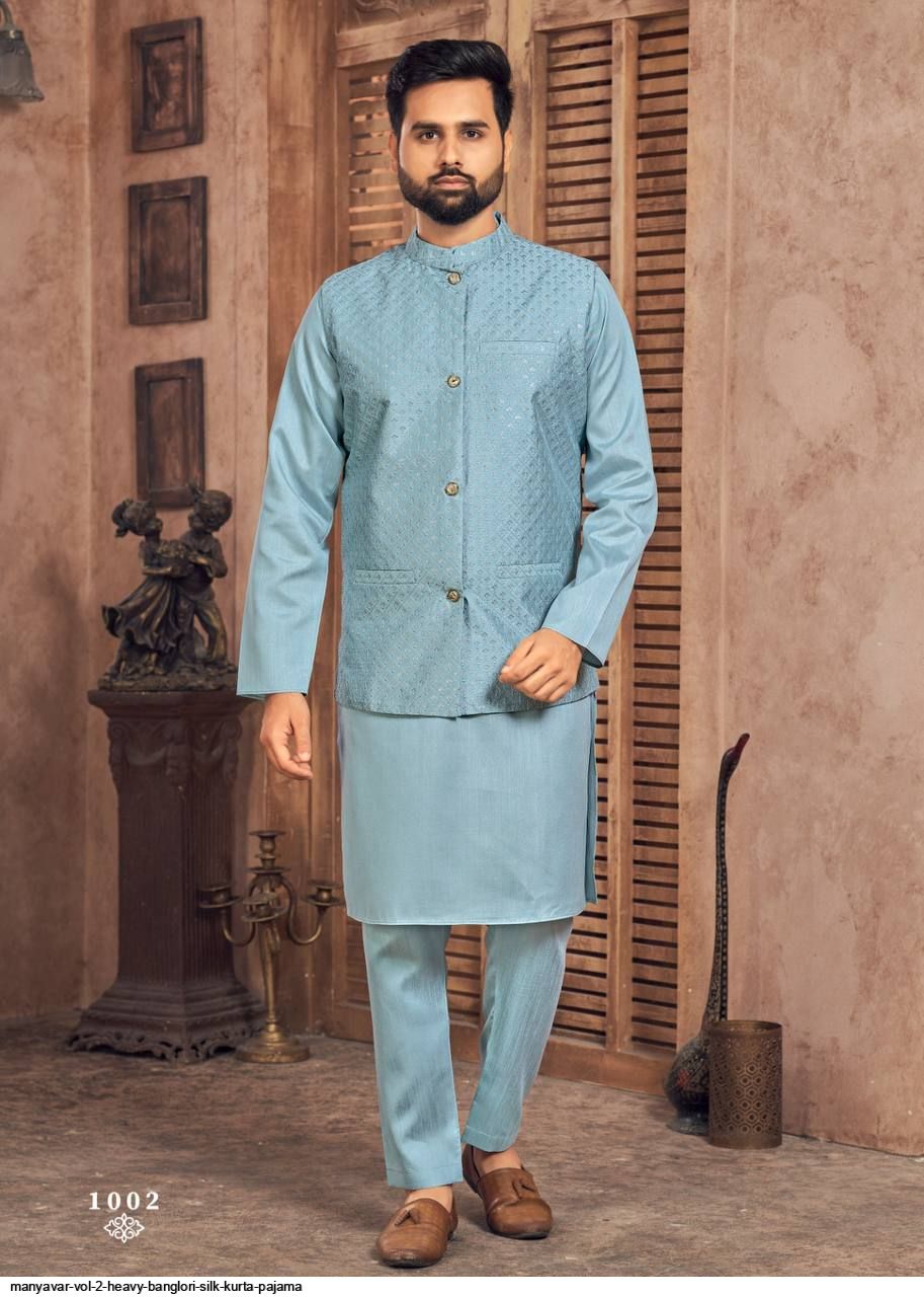 Manyavar Dresses MANYAVAR Vol Heavy Banglori Silk Kurta Pajama