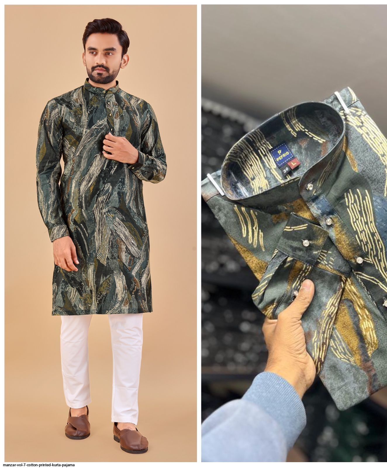 MANZAR VOL 7 COTTON PRINTED KURTA PAJAMA