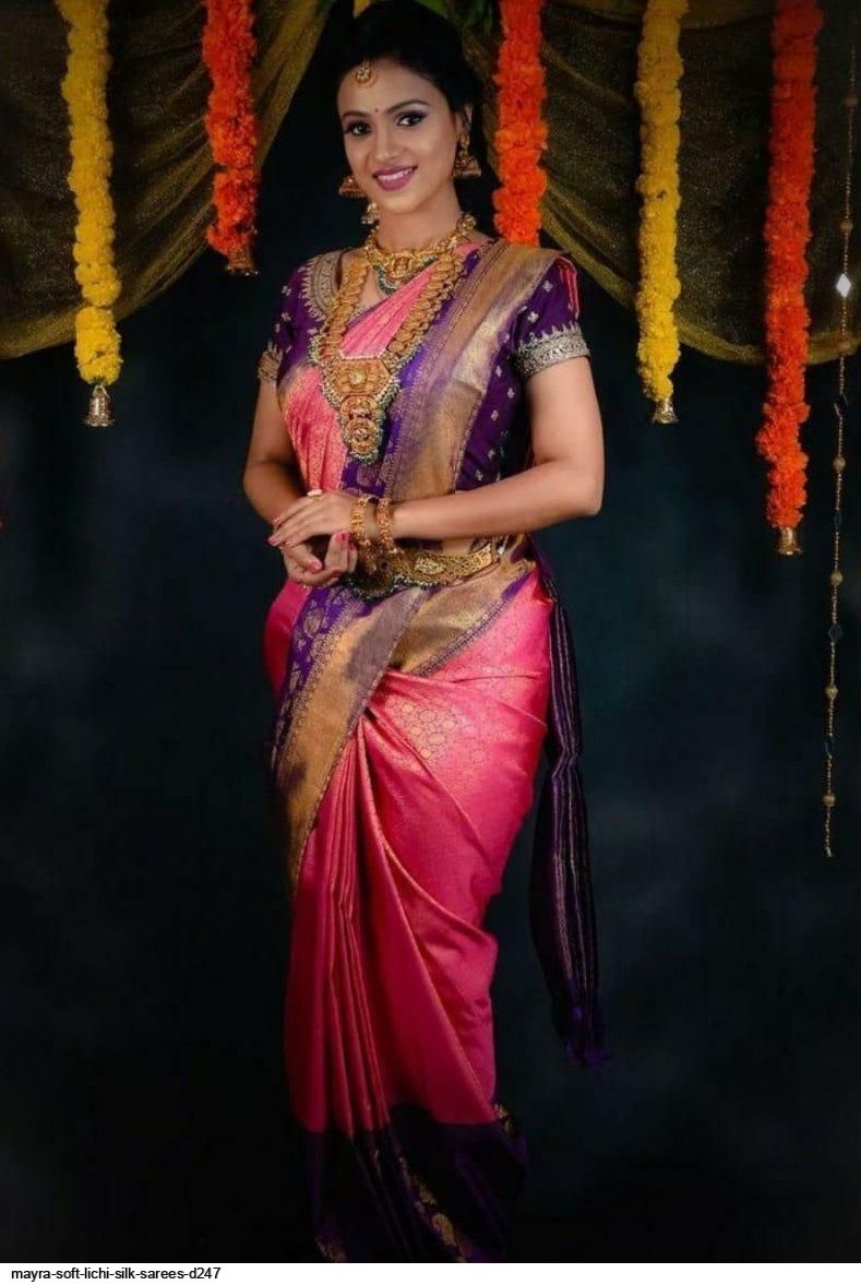MAYRA SOFT LICHI SILK SAREES D247