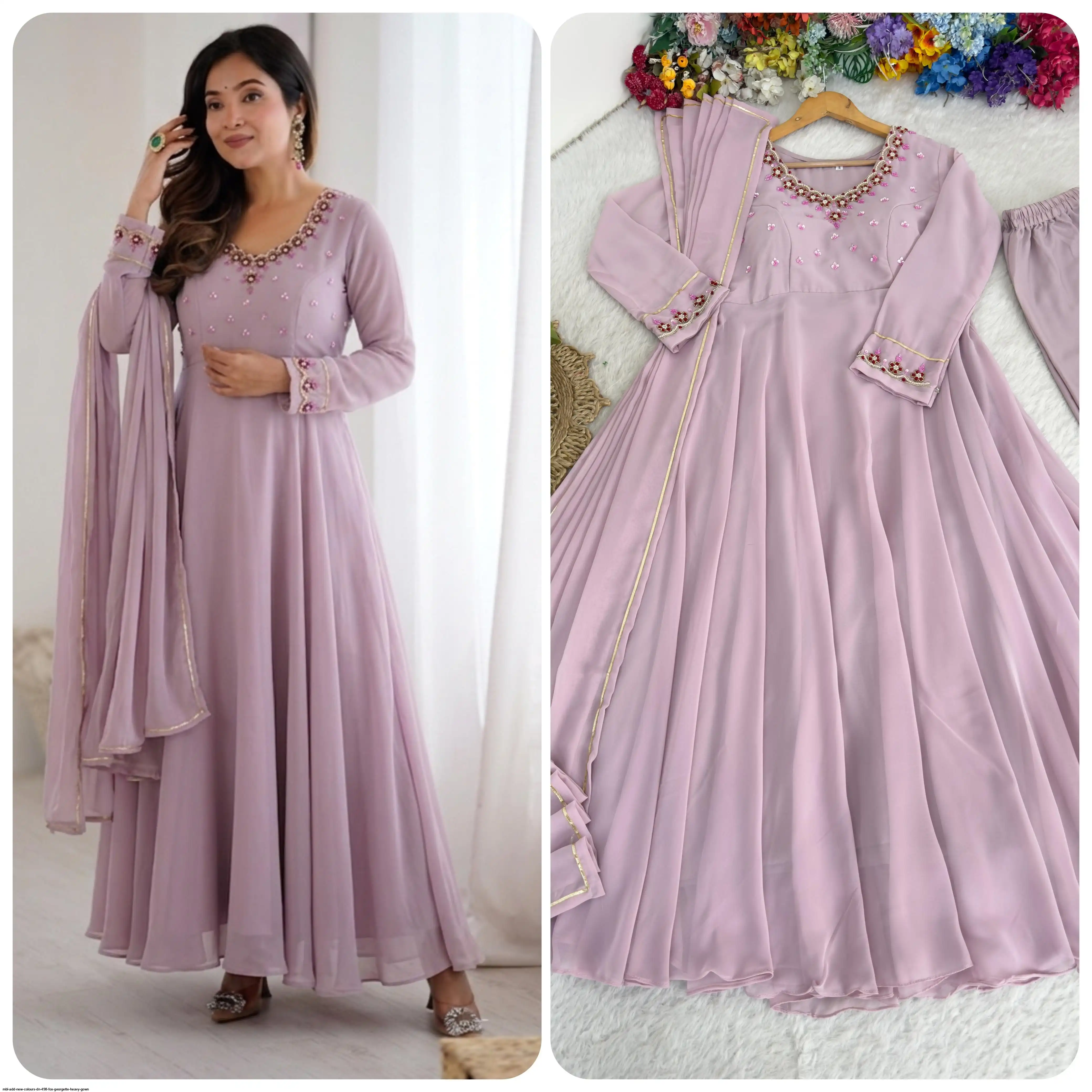MBL ADD NEW COLOURS DN 498 FOX GEORGETTE HEAVY GOWN A