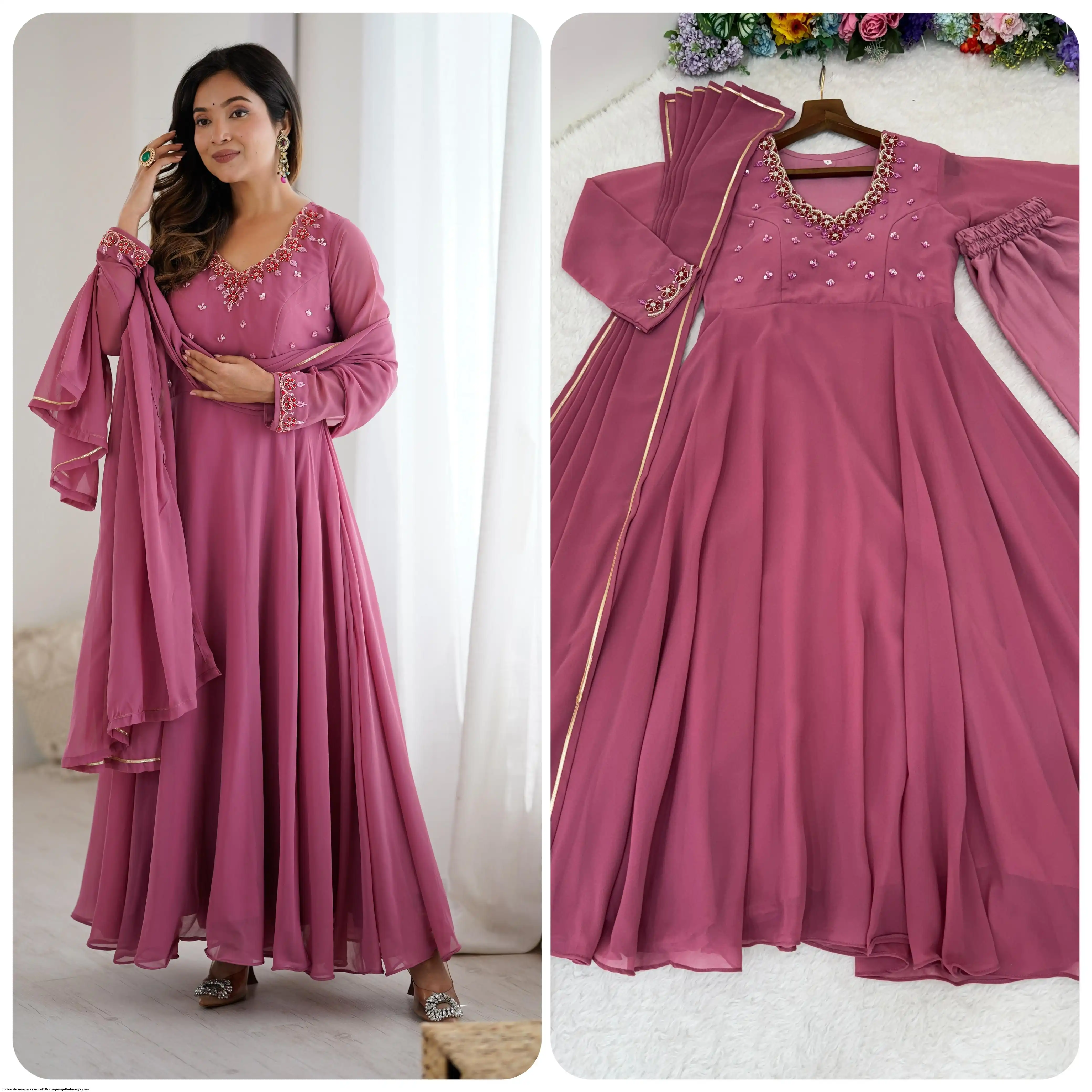 MBL ADD NEW COLOURS DN 498 FOX GEORGETTE HEAVY GOWN C
