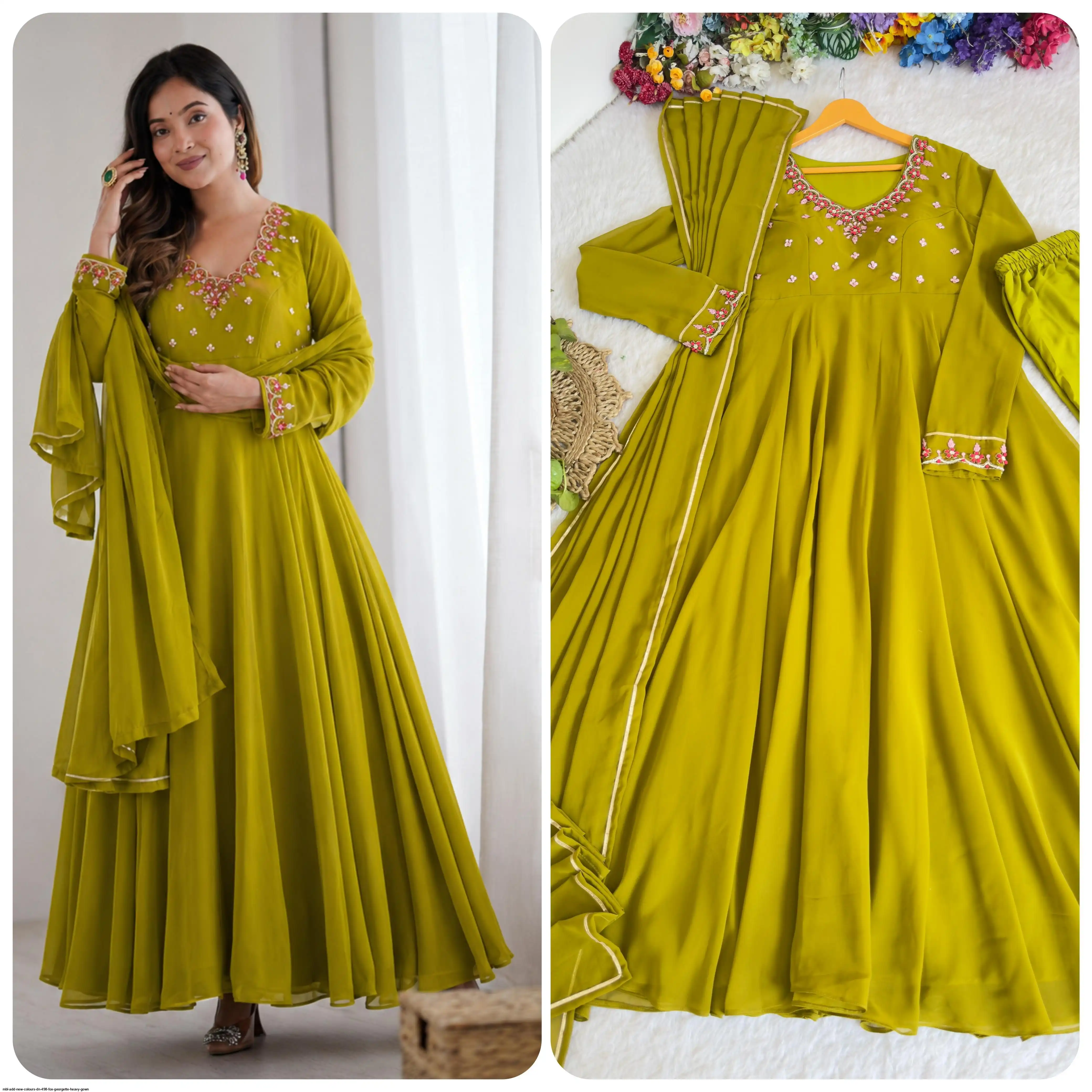 MBL ADD NEW COLOURS DN 498 FOX GEORGETTE HEAVY GOWN B