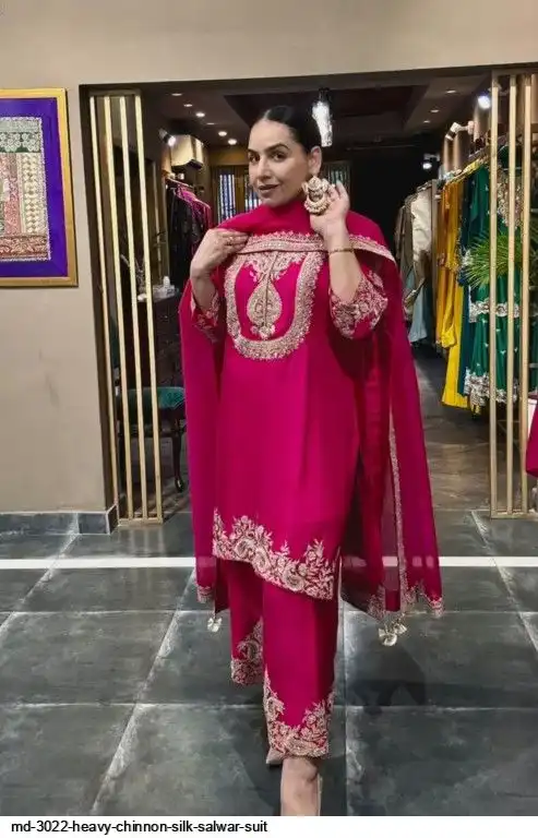 MD 3022 HEAVY CHINNON SILK SALWAR SUIT C