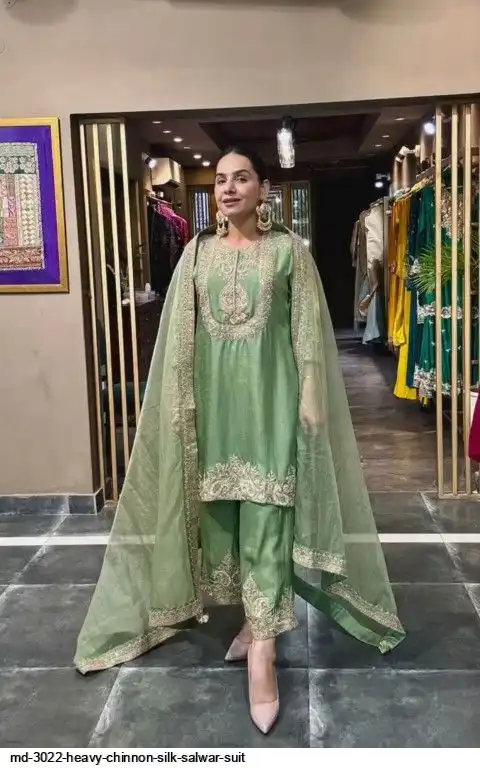 MD 3022 HEAVY CHINNON SILK SALWAR SUIT A