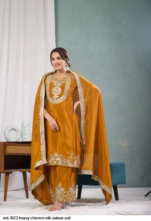 MD 3022 HEAVY CHINNON SILK SALWAR SUIT E
