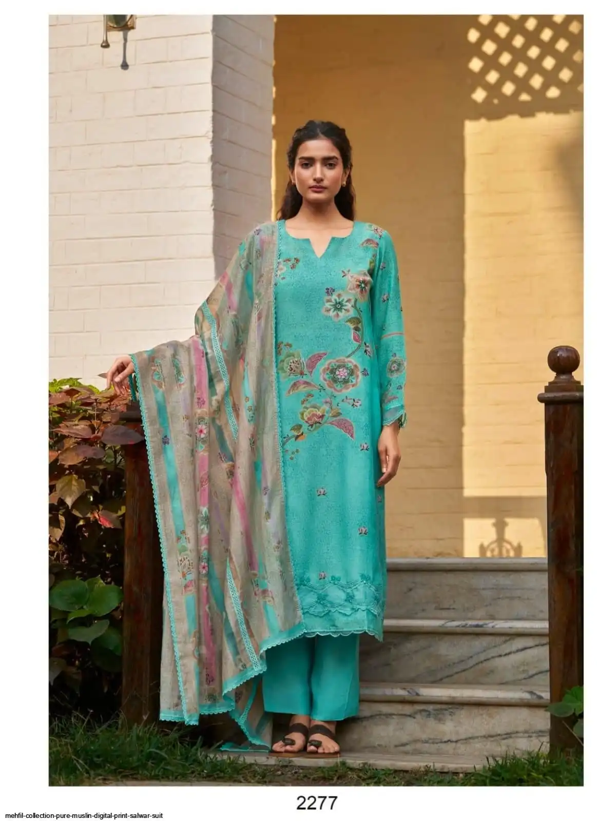 MEHFIL COLLECTION PURE MUSLIN DIGITAL PRINT SALWAR SUIT 2277