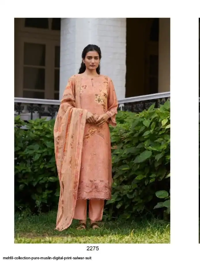 MEHFIL COLLECTION PURE MUSLIN DIGITAL PRINT SALWAR SUIT 2275