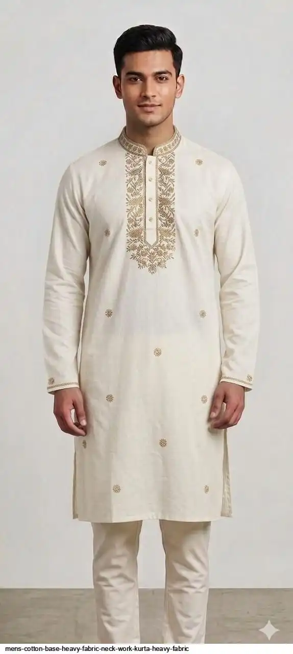 MENS COTTON BASE HEAVY FABRIC NECK WORK KURTA HEAVY FABRIC 2