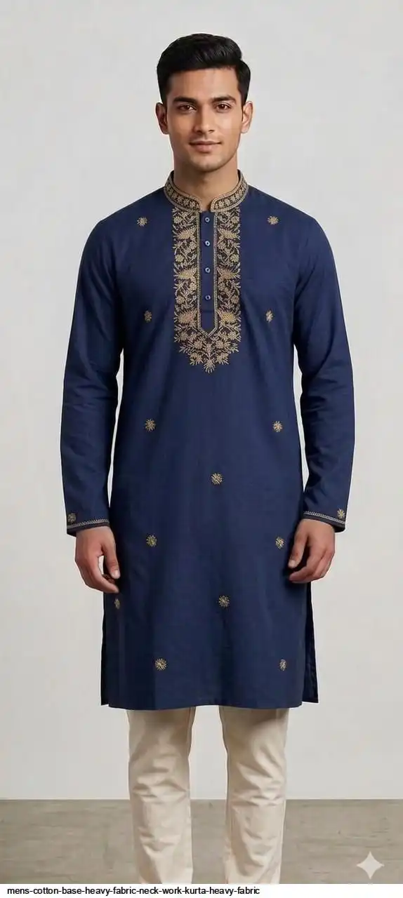MENS COTTON BASE HEAVY FABRIC NECK WORK KURTA HEAVY FABRIC 4