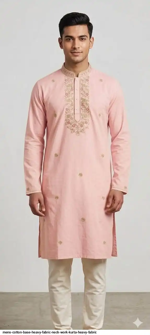 MENS COTTON BASE HEAVY FABRIC NECK WORK KURTA HEAVY FABRIC 3